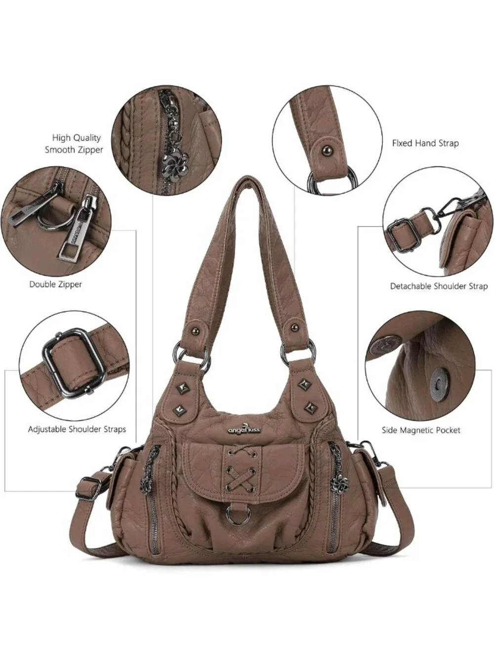Chic Small Hobo Shoulder Bag for Women | Y2K Vegan Leather Multi-Pocket Tote